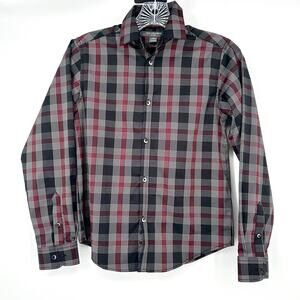 Van Heusen Flex Boys Plaid Button Down Shirt Medium 10/12 Multicolor Long Sleeve